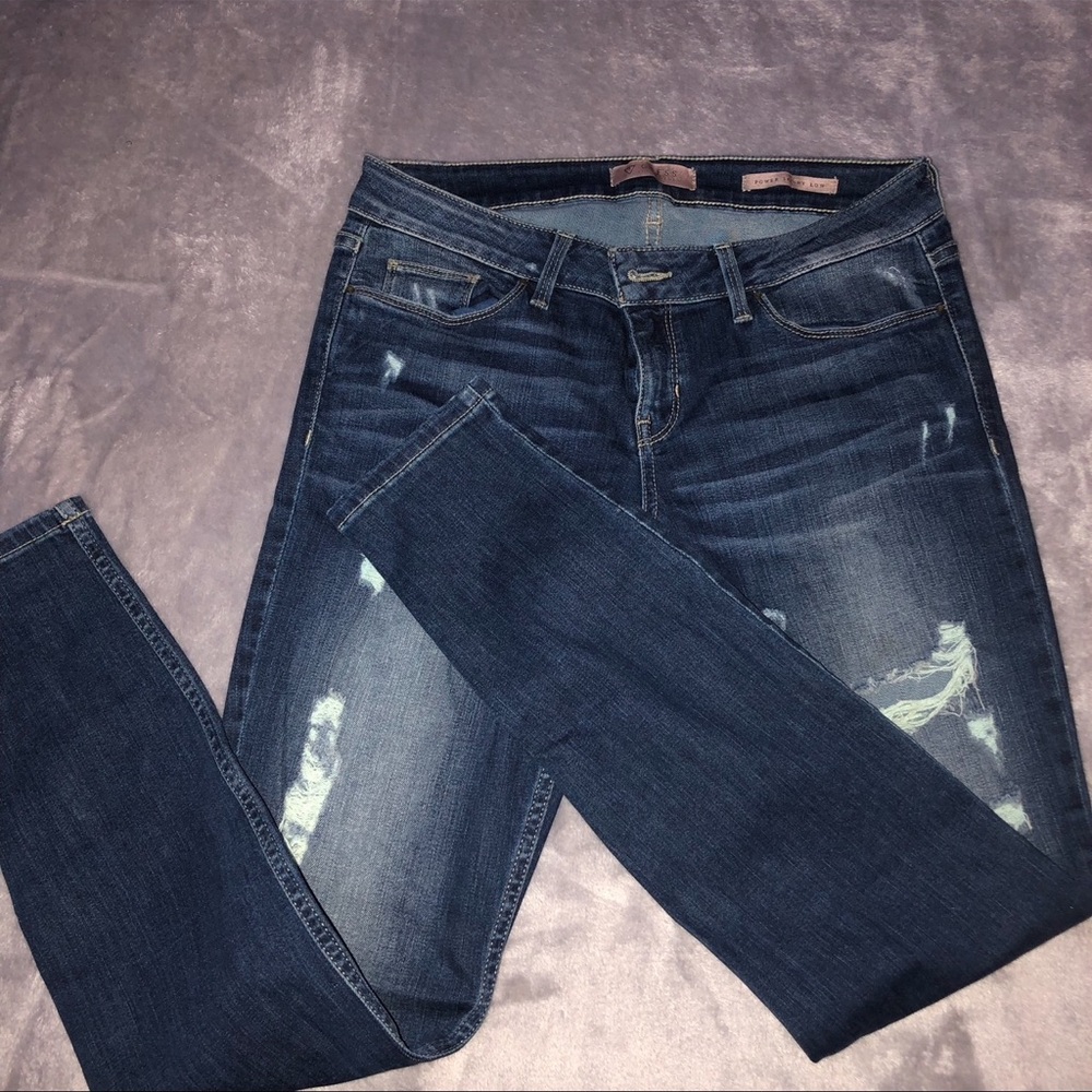 Guess Denim Power Skinny Low Rise Ripped blue jeans